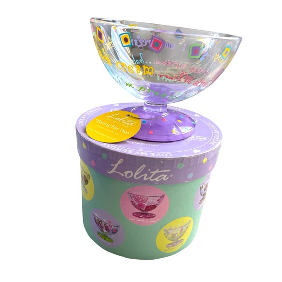 Lolita Other - NEW Lolita Love My Sundae “Eating For Two” 12oz Hand Painted Ice Cream Dish Bowl